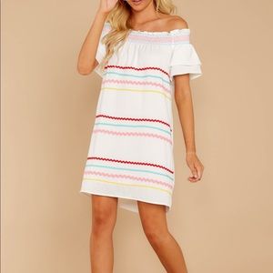 Red Dress Boutique Zig Zag off the shoulder dress